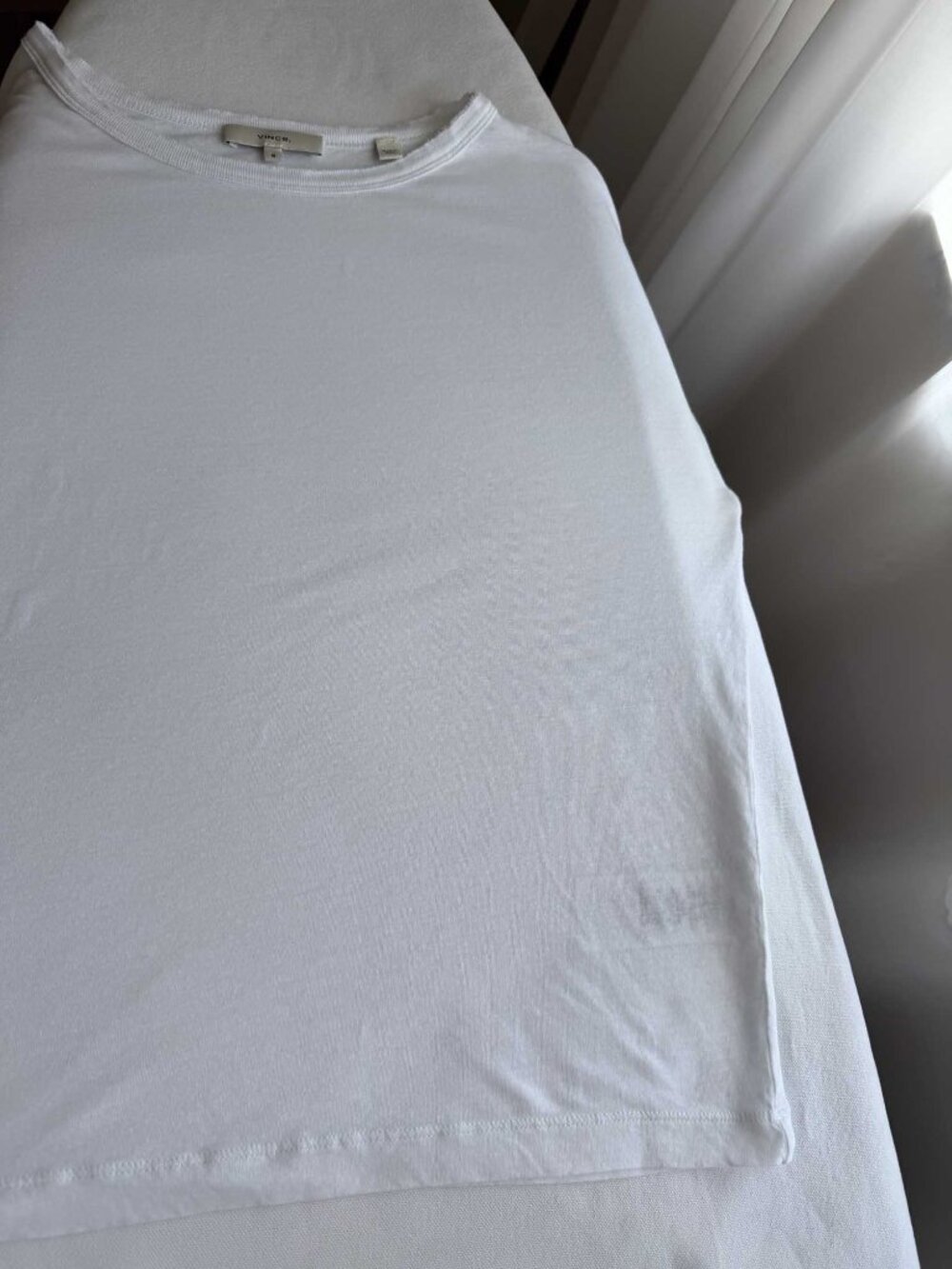 Vince White Tencel Linen Raw Edge Long Sleeve Top M - Picture 15 of 16